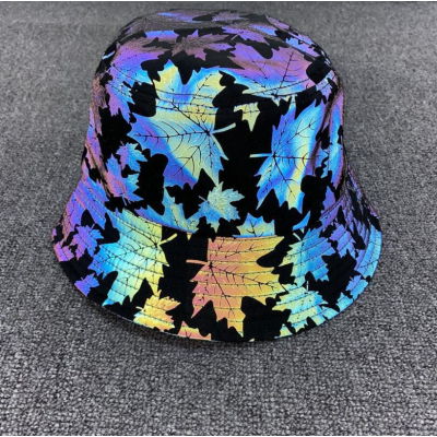 China supplier custom logo high visible outdoor sublimation sun bucket hats colorful rainbow printed reflective hat for safety